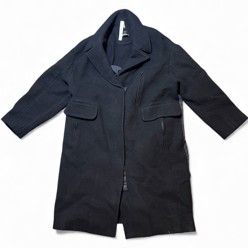 Lululemon Black Quilted Wool Blend Long Coat Jacket‎ Outerwear Women 8 Workwear